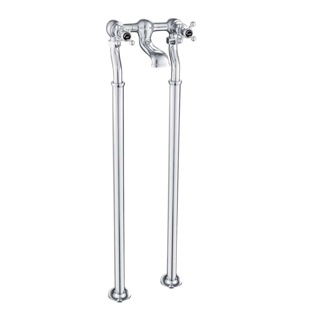 JTP Freestanding Bath Filler Chrome with Black JTP Grosvenor Cross Freestanding Bath Shower Filler
