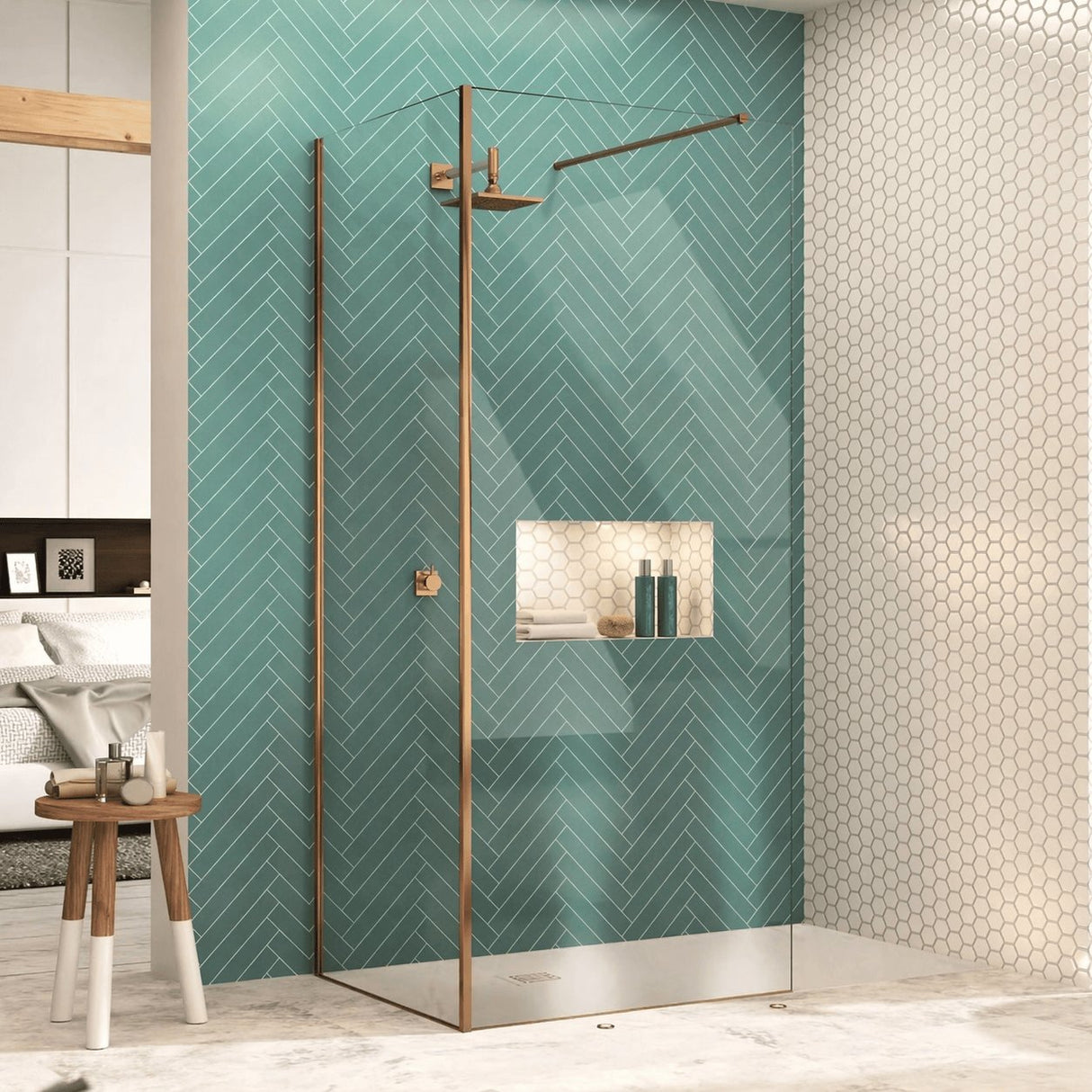Merlyn Wetroom Accessory Brushed Bronze Merlyn Corner Post Profile for 8mm Wet Room Panels