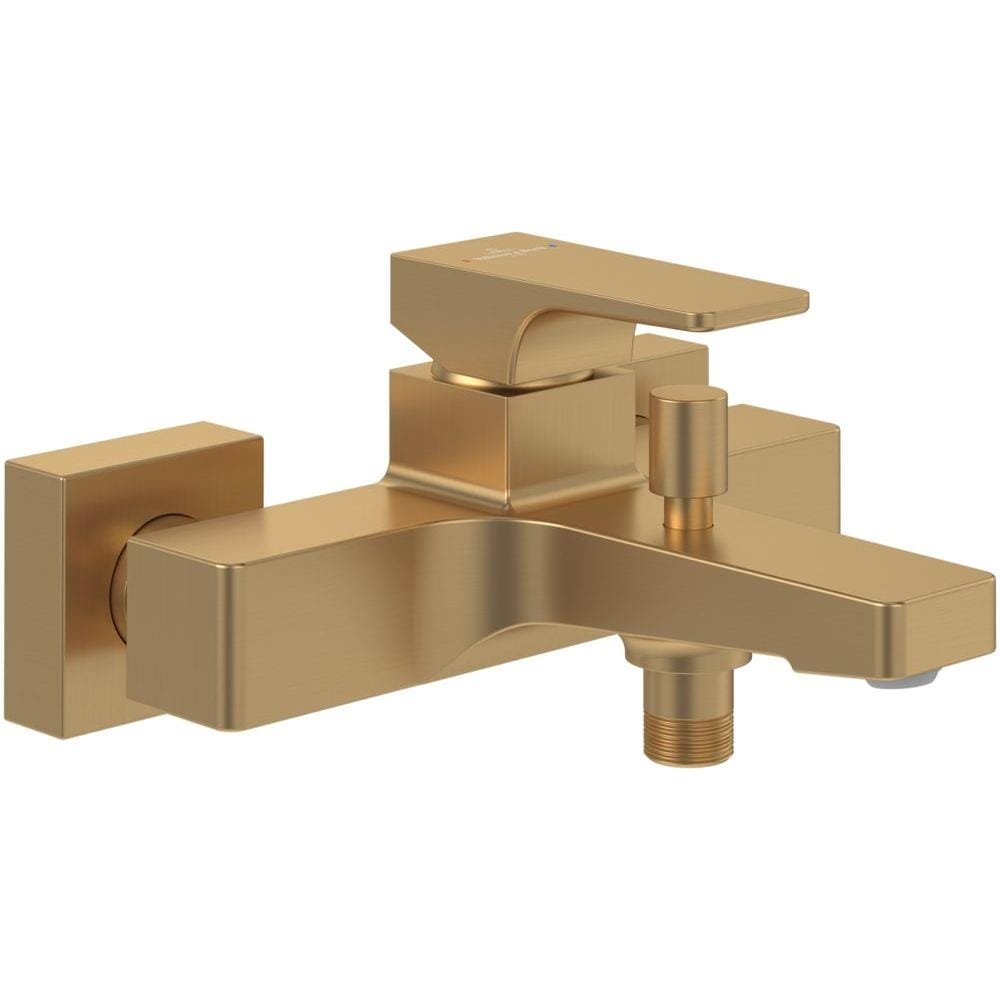 Villeroy & Boch Bath Shower Mixer Brushed Gold Villeroy & Boch Architectura Square Wall Mounted Bath and Shower Mixer Tap