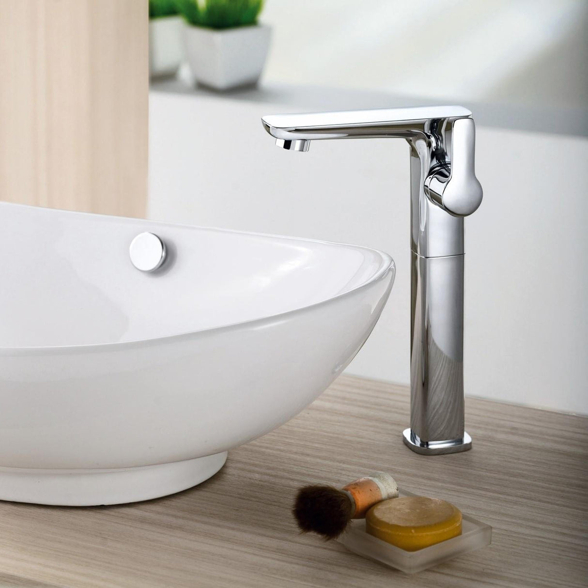 Flova Mono Basin Tap Flova Urban Tall Basin Mixer Tap with Clicker Waste in Diamond Chrome