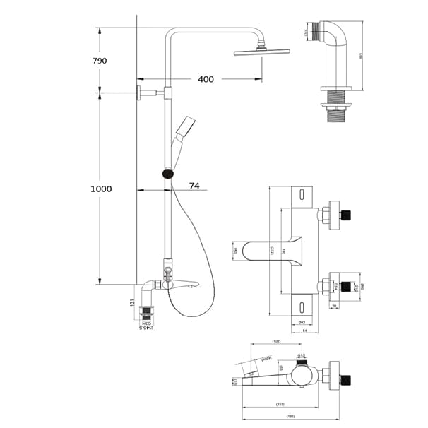 Sagittarius Exposed Shower Set Sagittarius Messina Deck Mounted Thermostatic Bath Shower Mixer and Rigid Riser Kit in Chrome