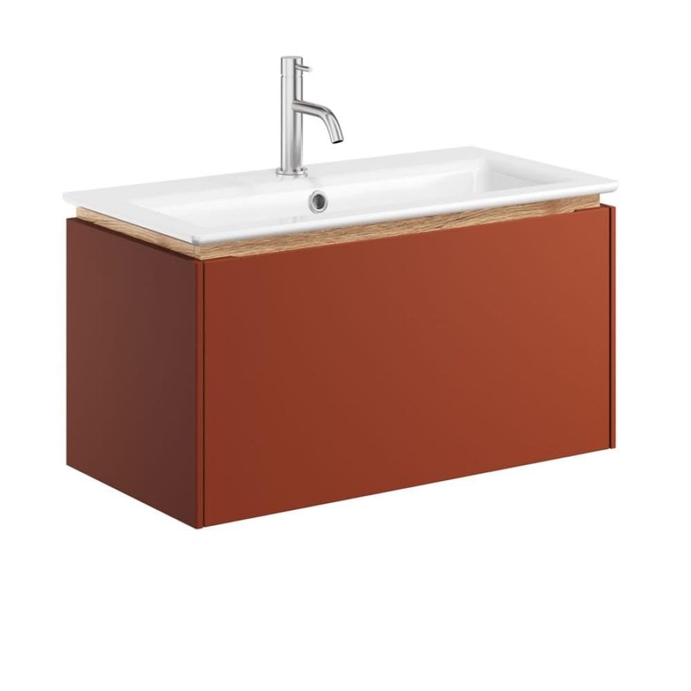 Crosswater Wall Mounted Vanity Unit Soft Clay / 700mm / 1 Tap Hole Basin Crosswater Mada Wall Mounted Vanity Unit