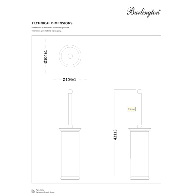 Burlington Toilet Brush Burlington Traditional Freestanding Toilet Brush Holder