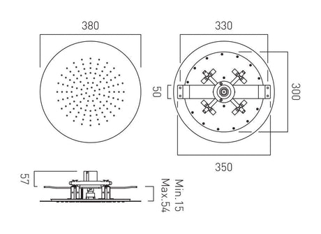 VADO Fixed Shower Head Vado Sky Ceiling Mounted Round Shower Head - 300mm Wide - Chrome