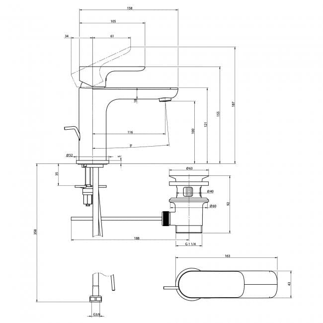 Villeroy & Boch Mono Basin Tap Villeroy & Boch O.Novo Cold Start Basin Mixer Tap