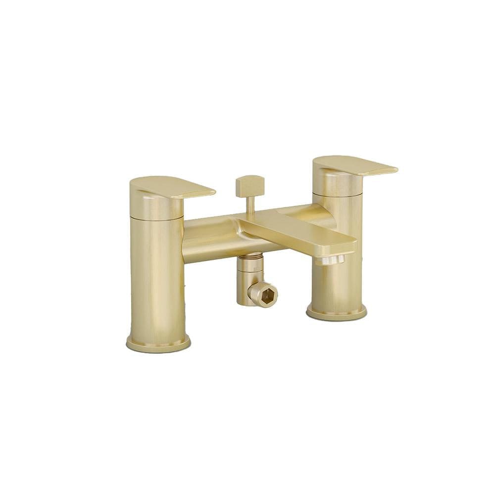 Imex Bath Shower Mixer Brushed Brass Imex Suburb Bath Shower Mixer Tap with Kit (Incl Hose, Handset And Wall Bracket)