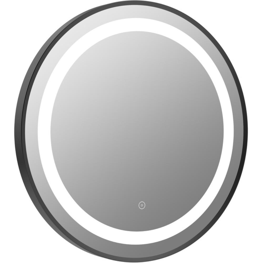 Aquarius Illuminated Mirror Matt Black Aquarius Cirq 600mm Round Front LED Mirror