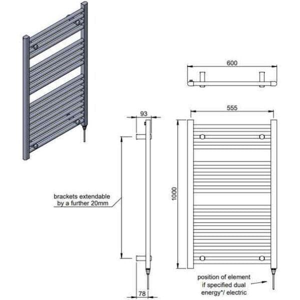 Vogue Vogue Focus Straight Towel Rail in Chrome