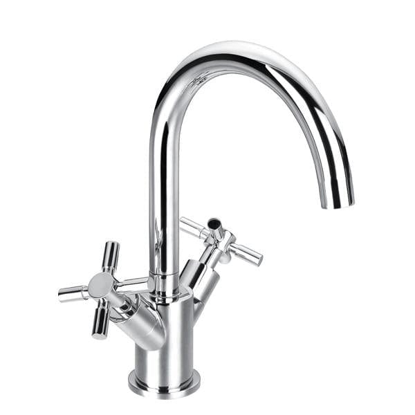 Flova Mono Basin Tap Flova XL 2 Handle Basin Mixer Tap with Clicker Waste in Diamond Chrome
