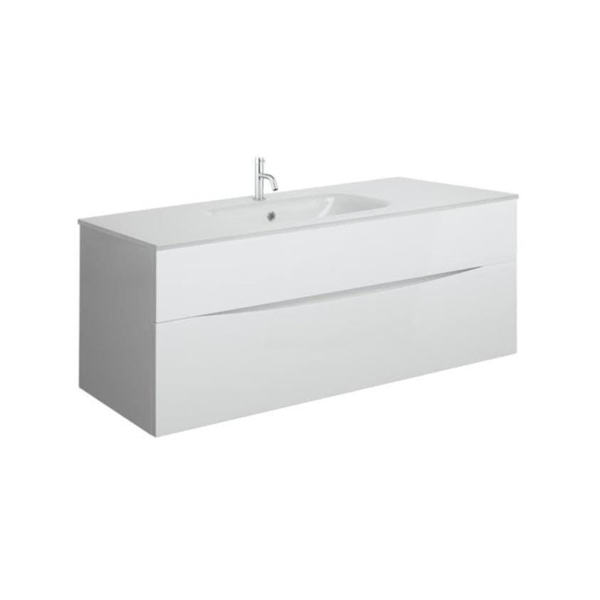 Crosswater Wall Mounted Vanity Unit White Gloss / 1000mm Crosswater Glide II 2 Drawer Vanity Unit with Basin