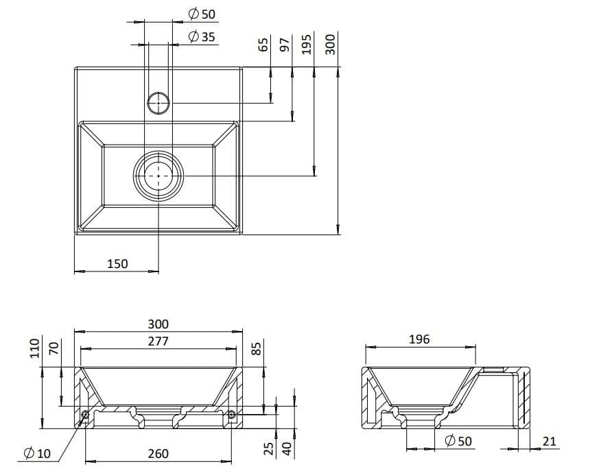 Crosswater Cloakroom Basin Crosswater Beck Cloakroom Basin with Waste