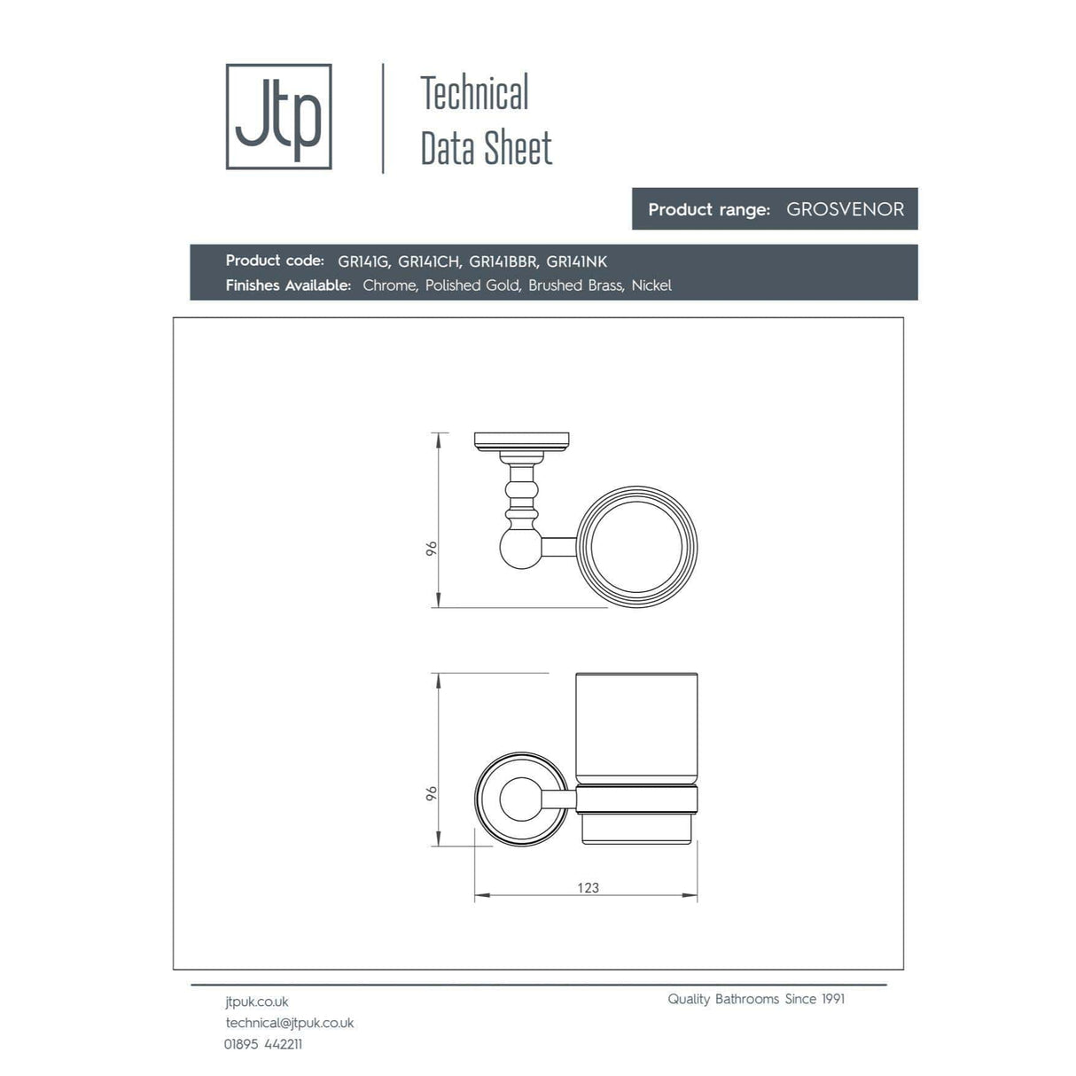 JTP Toothbrush Holder JTP Grosvenor Tumbler and Holder
