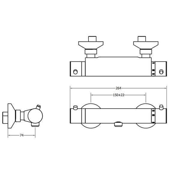 Crosswater Exposed Shower Valve Crosswater Kai Exposed Thermostatic Shower Valve in Chrome