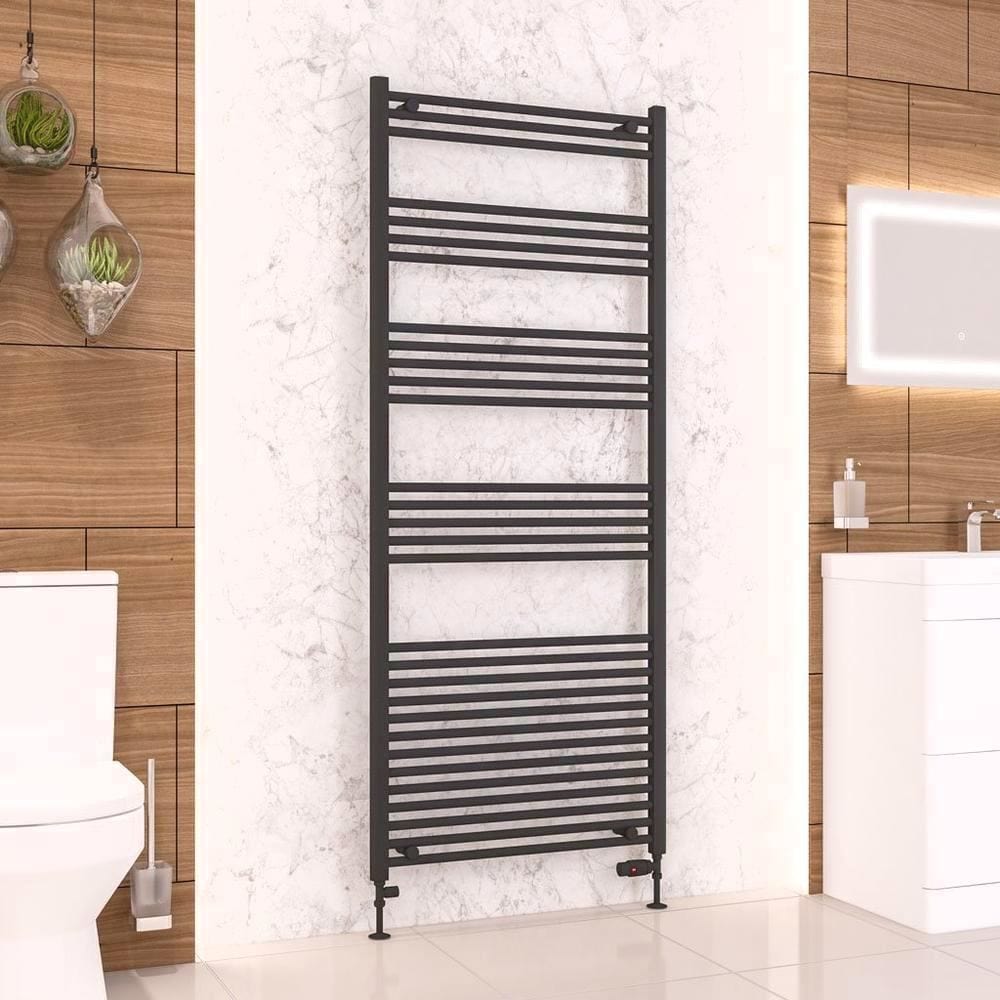 Eastbrook Wendover Straight Vertical Heated Towel Rail in Matt Black