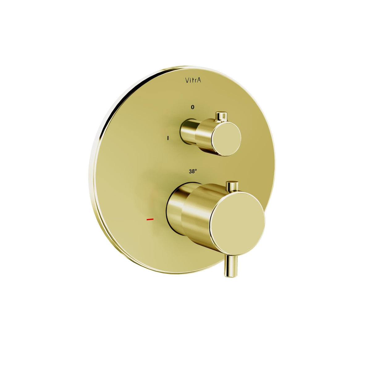VitrA Concealed Shower Valve Soft Gold VitrA Root Round Integrated Thermostatic Bath and Shower Mixer 2-Way Control Plate