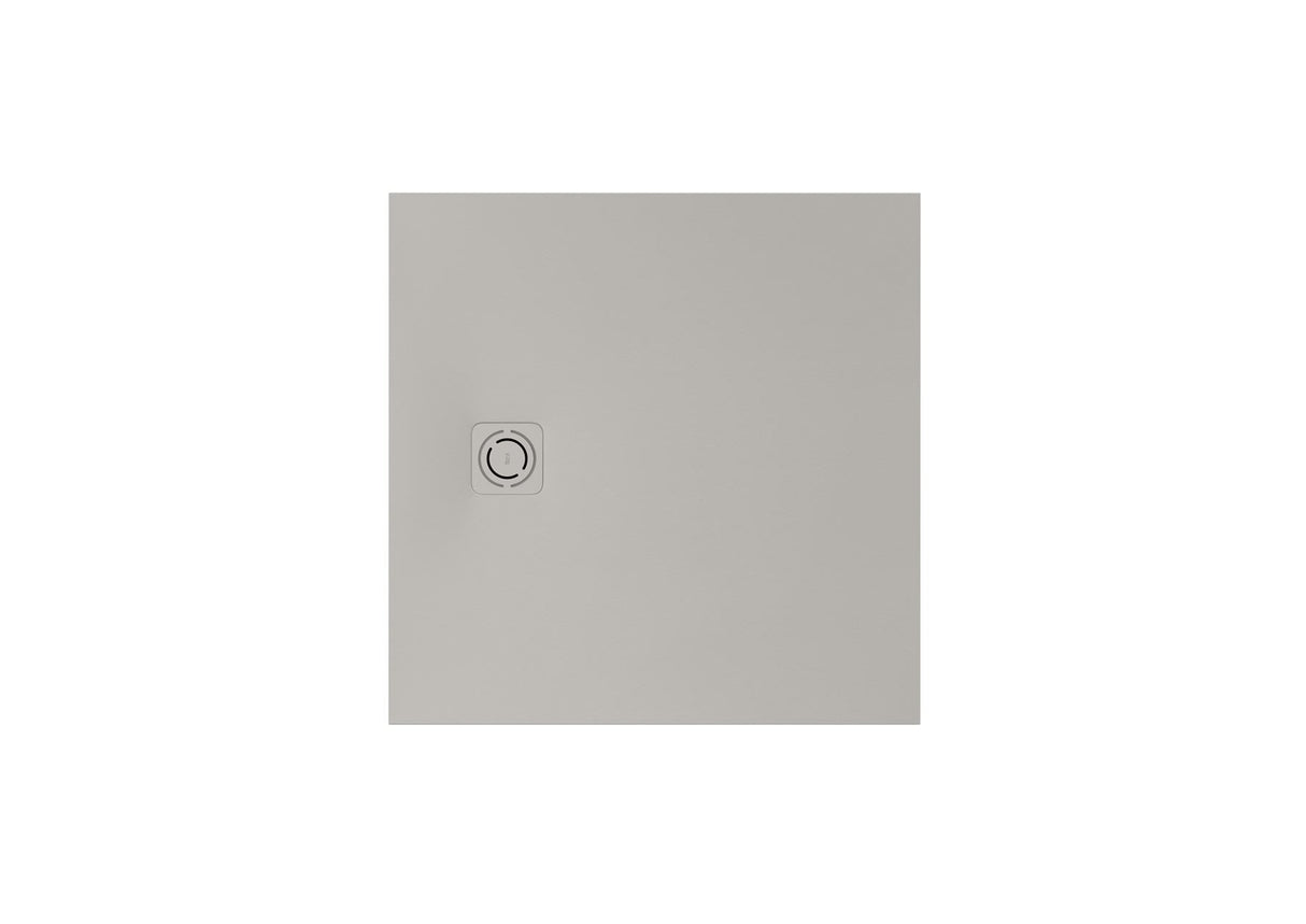 ROCA Square Shower Tray Pearl / 800 x 800mm ROCA Terran-N Superslim Stonex® Square Shower Tray with Twist Colour Match Waste Cover