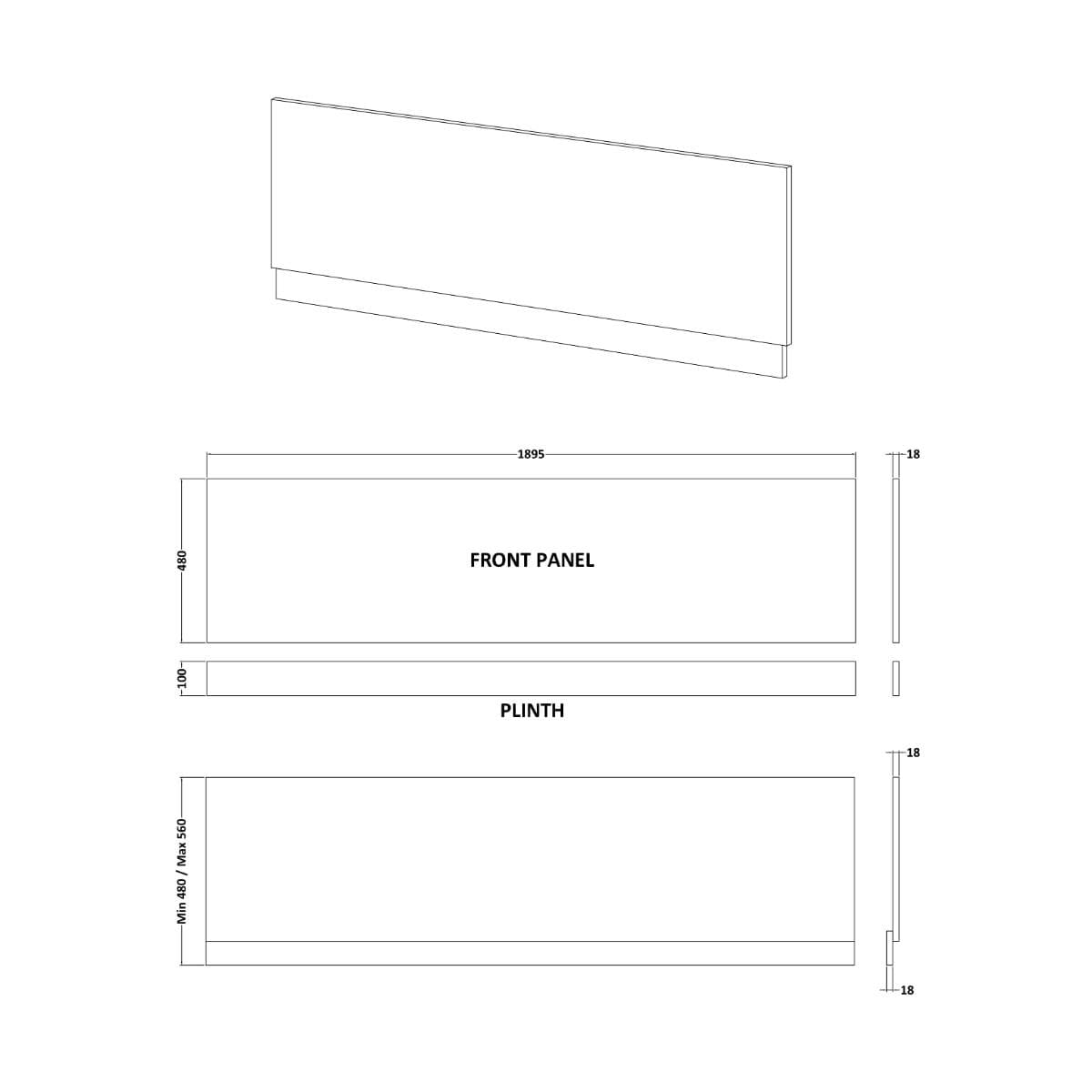 Aquarius Bathrooms Bath Panel Aquarius Halite Waterproof Front Bath Panel in White Gloss