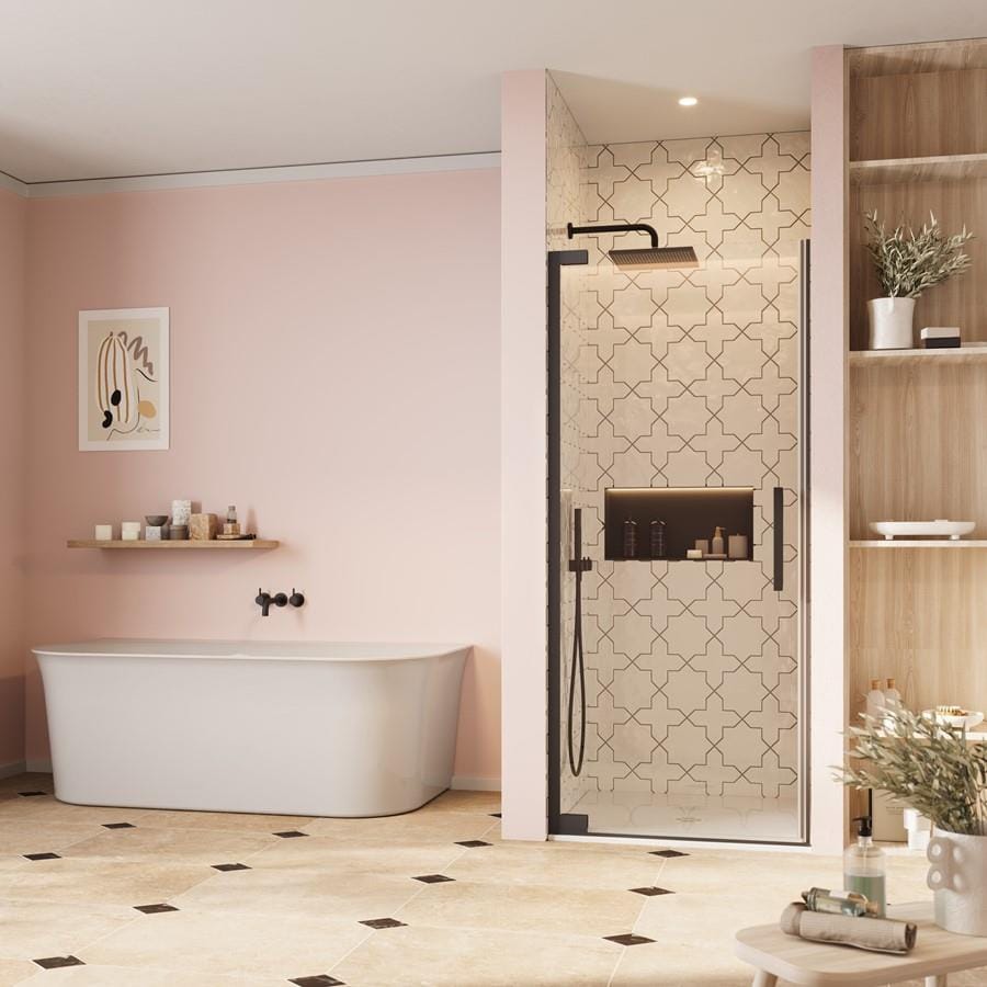 Crosswater Hinged Shower Door Matt Black / 2000 x 1000 Crosswater Asura 8mm Hinged Shower Door