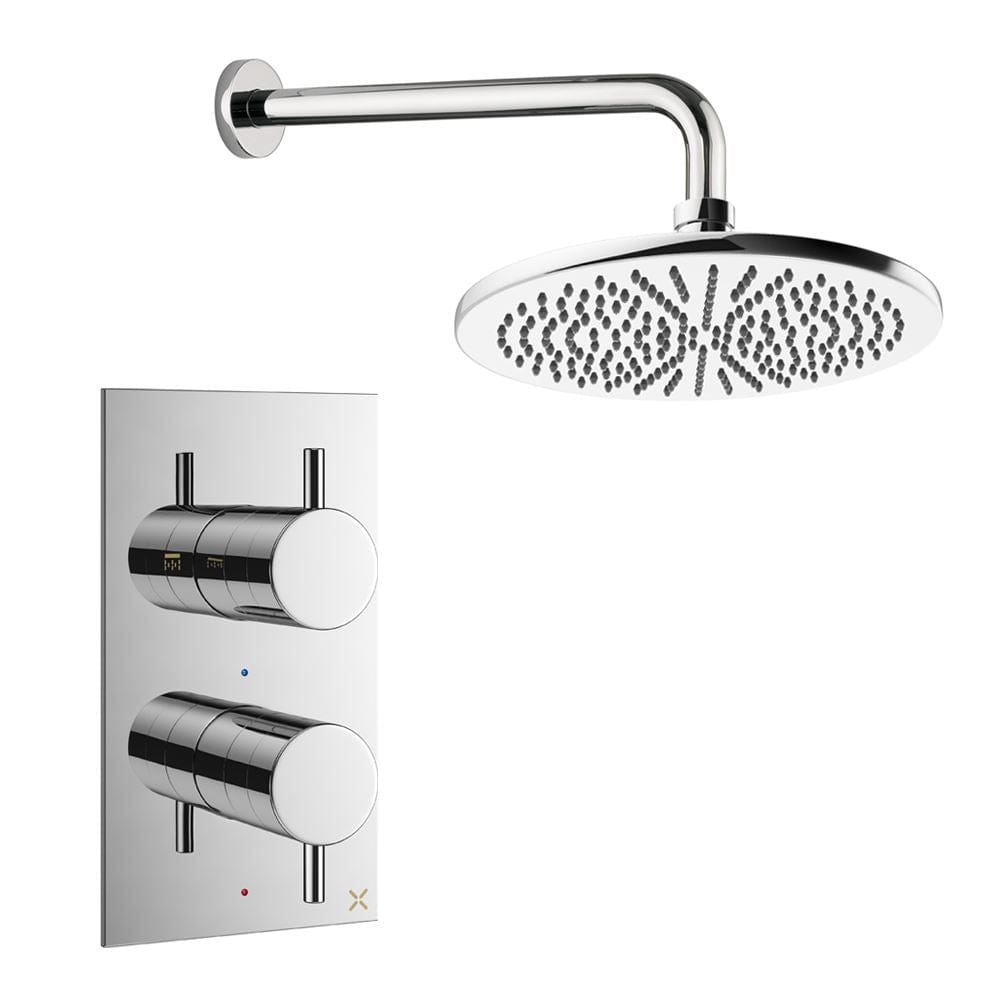 Crosswater Concealed Shower Set Chrome / Wall Arm / 300mm Crosswater Design 2 Handle 1 Outlet Shower Set