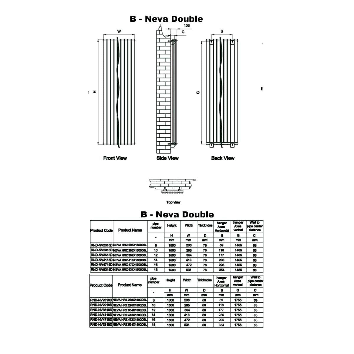 Reina Panel Radiator Reina Neva Vertical Double Panel Central Heating Radiator