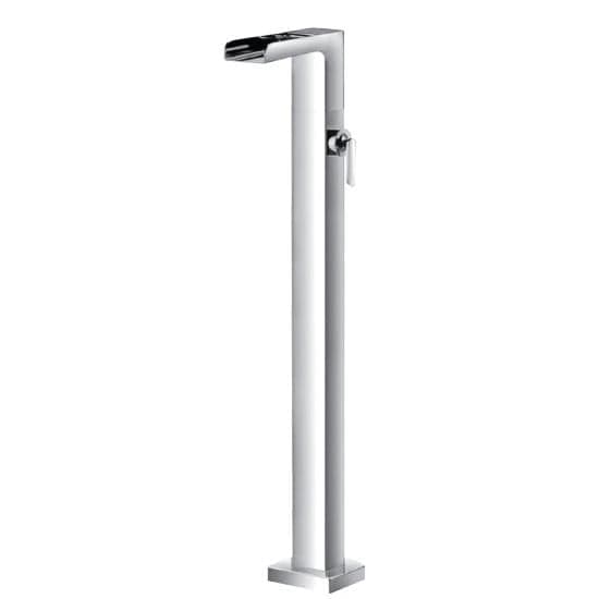 Flova Freestanding Bath Filler Flova Cascade Floor Standing Tall Bath Filler Tap in Diamond Chrome