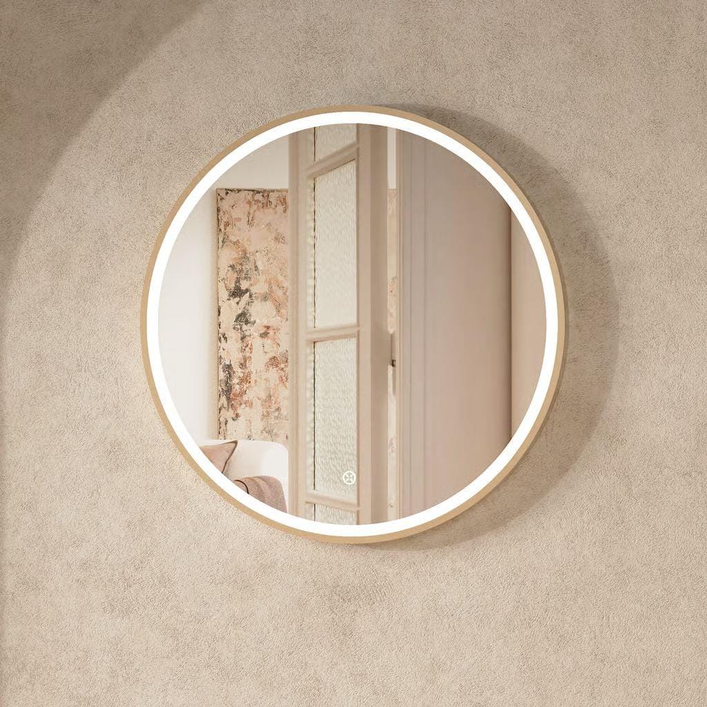Crosswater Illuminated Mirror 600mm / Brushed Brass Crosswater Infinity Round Framed LED Illuminated Mirror