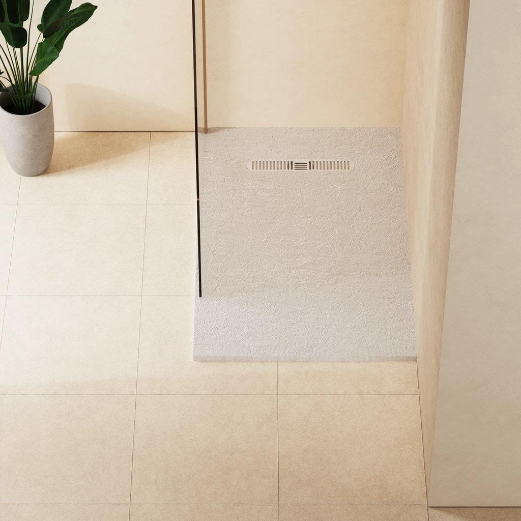 Crosswater Rectangle Shower Tray Matt White / 760 x 1200 Crosswater Vito Textured Rectangle Shower Tray with Waste