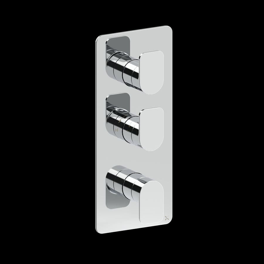 Crosswater Concealed Shower Valve Chrome Crosswater Fuse 2 Outlet, 3 Handle Vertical Concealed Shower Valve