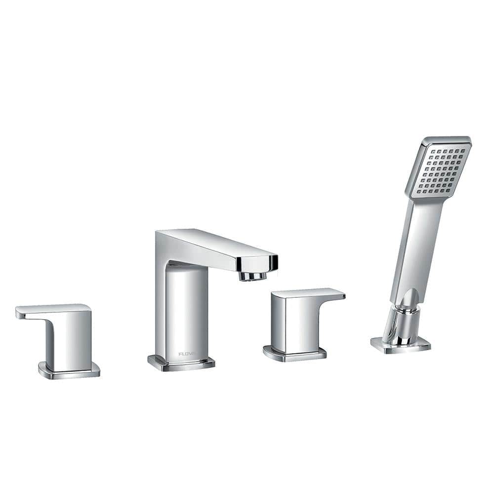 Flova 4 Tap Hole Bath Set Flova Dekka 4 Hole Bath and Shower Mixer with Shower Set in Diamond Chrome