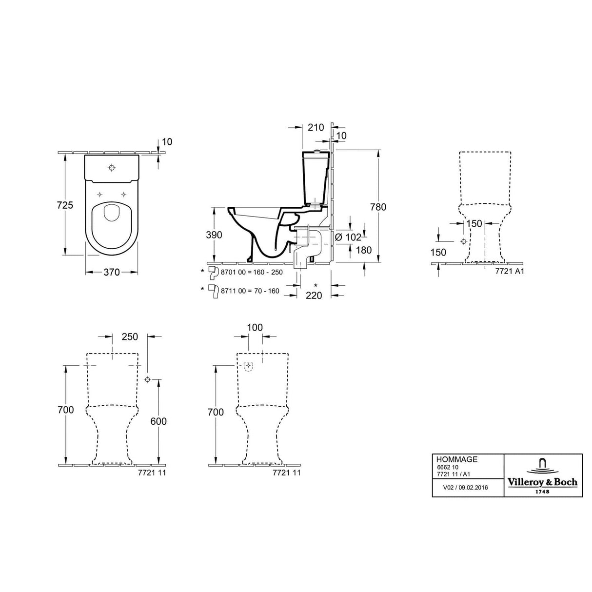 Villeroy & Boch Close Coupled Toilet Villeroy & Boch Hommage Traditional Close Coupled Toilet with Seat