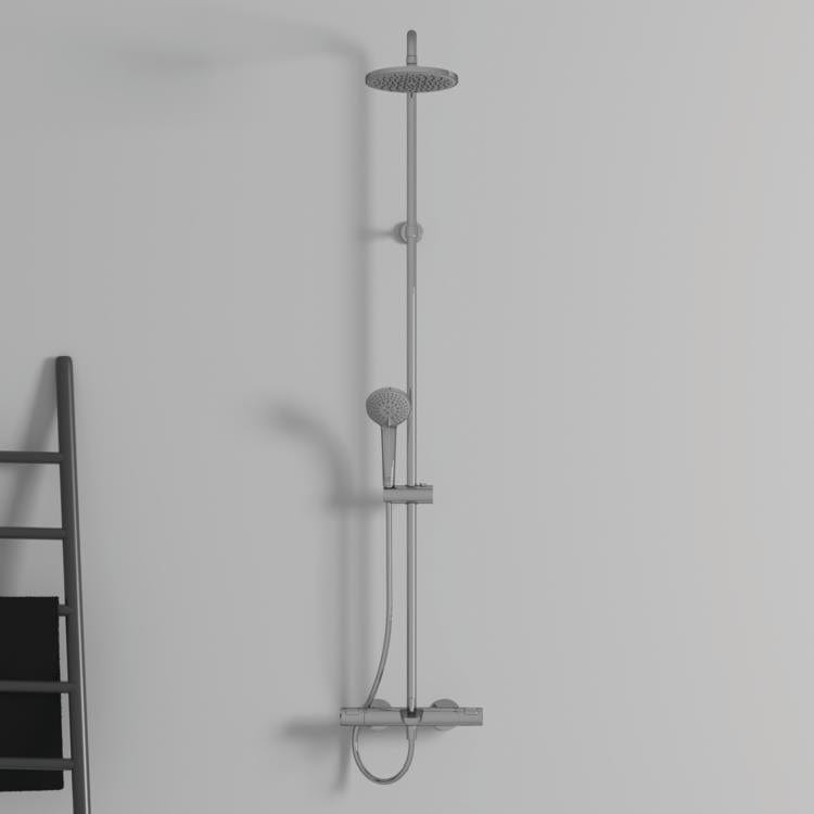 Ideal Standard Exposed Shower Set Ideal Standard Ceratherm T25 Exposed Thermostatic Bath Shower System with Idealrain Showerhead, 3 Function Handset and Idealflex Hose in Chrome