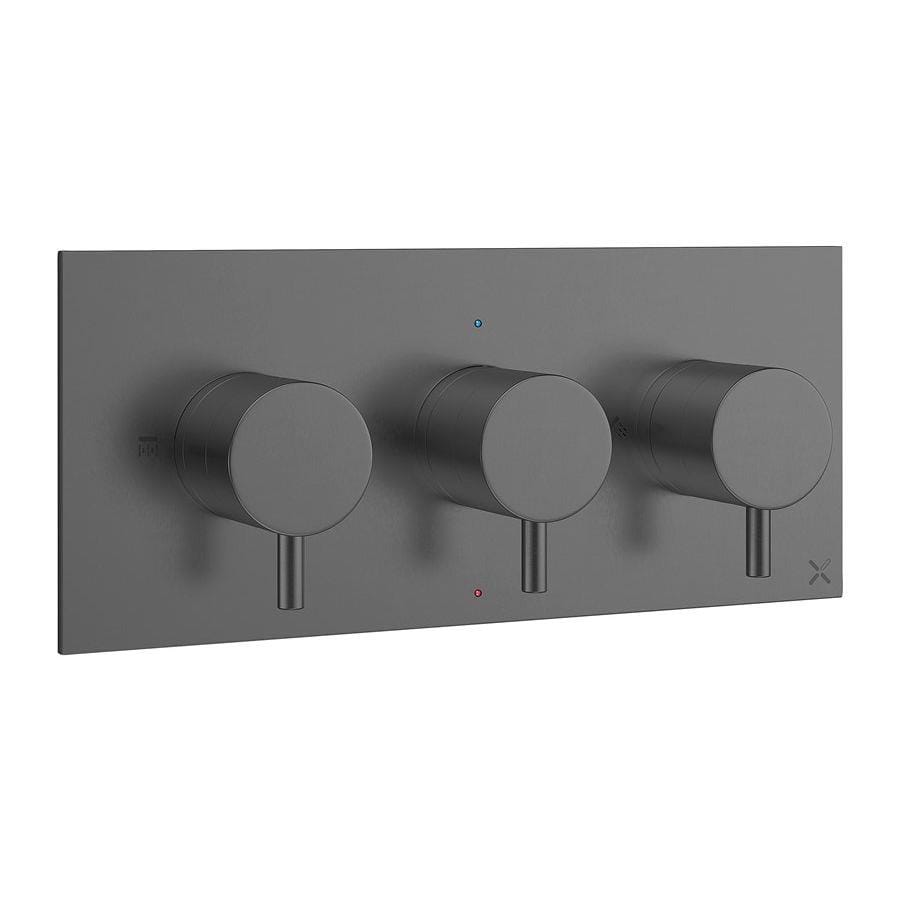 Crosswater Concealed Shower Valve Crosswater MPRO 2 Outlet, 3 Handle Landscape Concealed Thermostatic Shower Valve