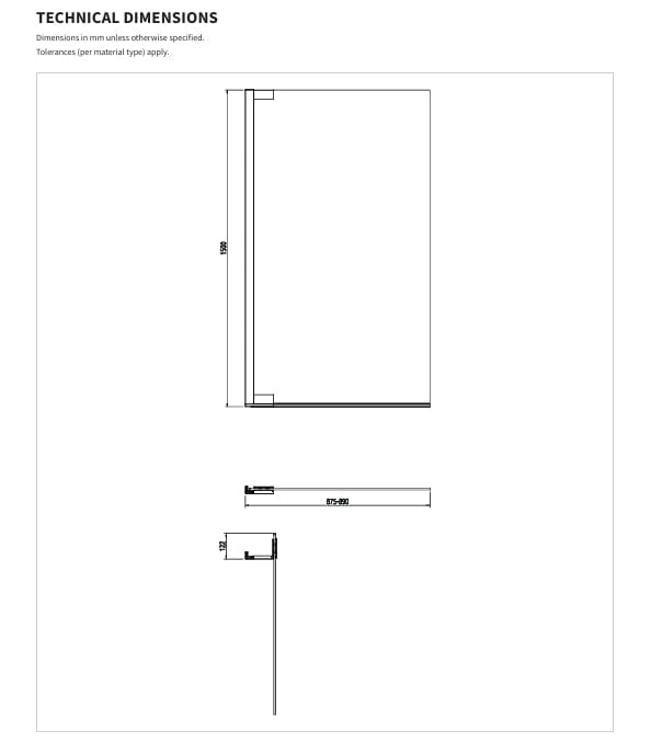 Crosswater Bath Screen Crosswater Asura 8mm Hinged Bath Screen - 900 x 1500mm