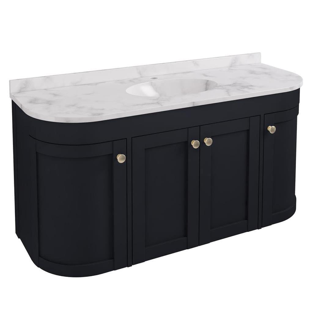 Eastbrook Wall Mounted Vanity Unit Matt Anthracite / White Quartz Eastbrook Hardwick Traditional 1200mm Wall Hung Vanity Unit with Single Basin