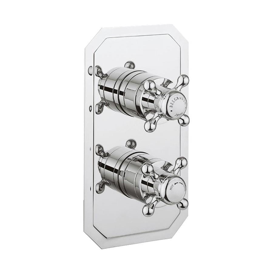 Crosswater Concealed Valve Crosswater Belgravia Crosshead Vertical 1 Outlet, 2 Handle Thermostatic Concealed Shower Valve in Chrome