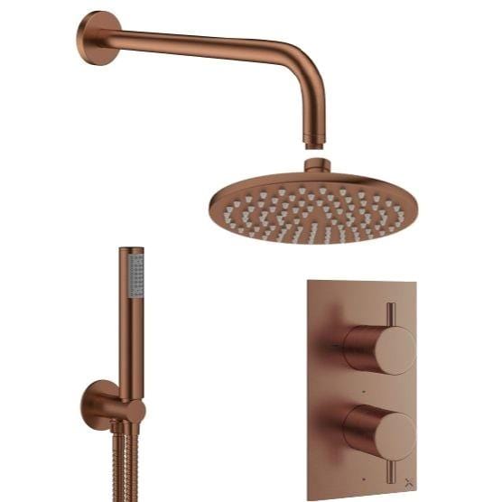 Crosswater Concealed Shower Set Brushed Bronze / 300mm Shower Head Crosswater MPRO 2 Outlet 2 Handle Thermostatic Shower Valve with Kit