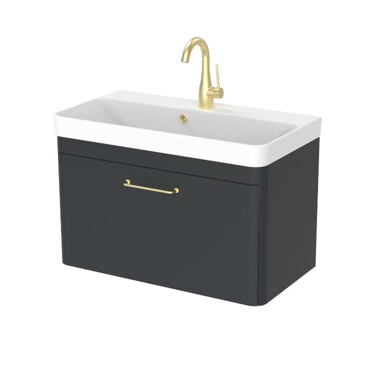 Saneux Wall Mounted Vanity Unit Saneux Hyde Vanity Unit With Basin - 700 x 370mm - One Drawer - Wall Mounted