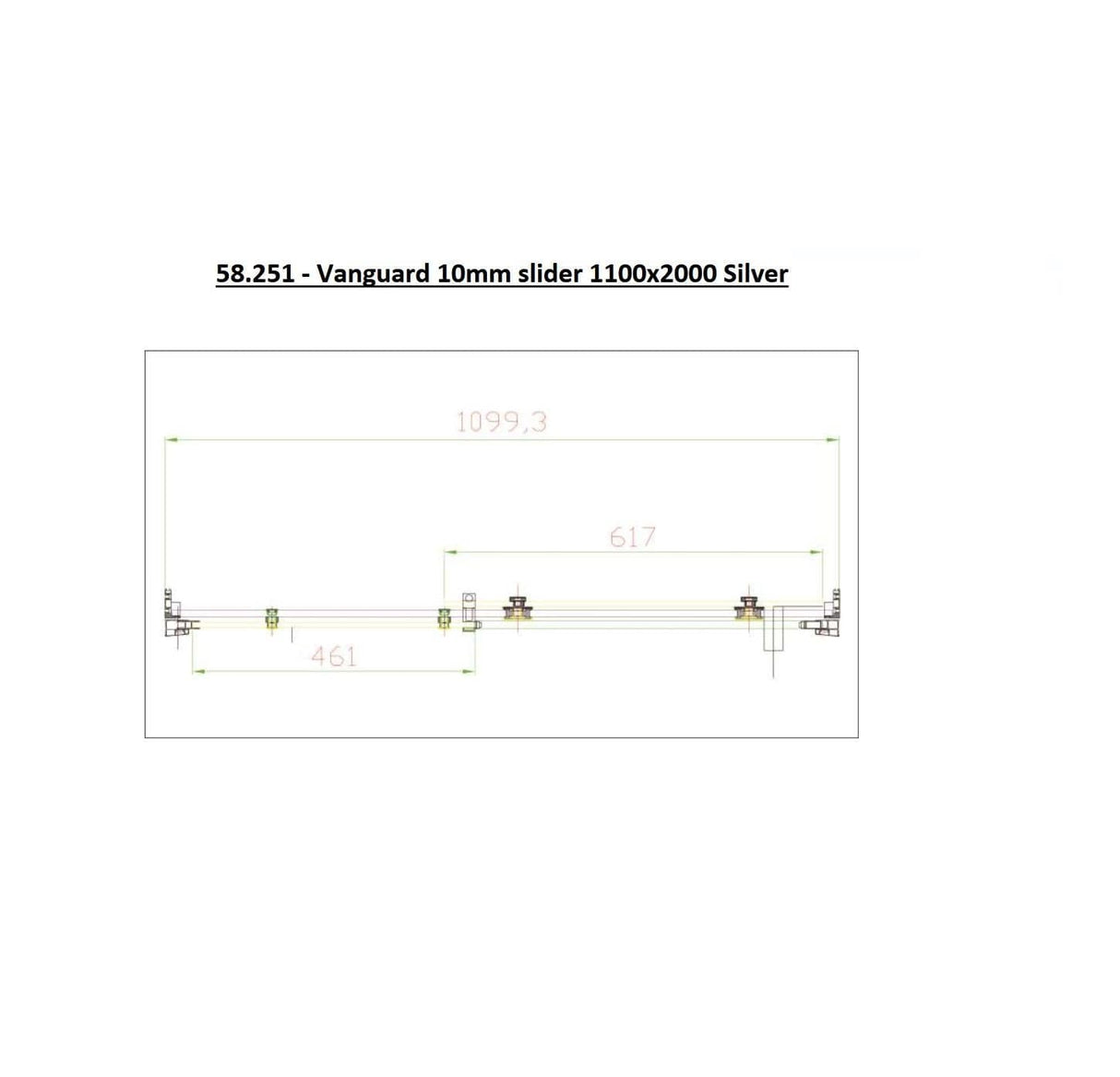 Eastbrook Sliding Shower Door 1100mm Eastbrook Vanguard 10mm Sliding Shower Door