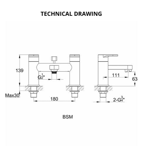 Imex Bath Shower Mixer Imex Ivan Bath Shower Mixer Tap with Hose Handset and Wall Bracket in Chrome