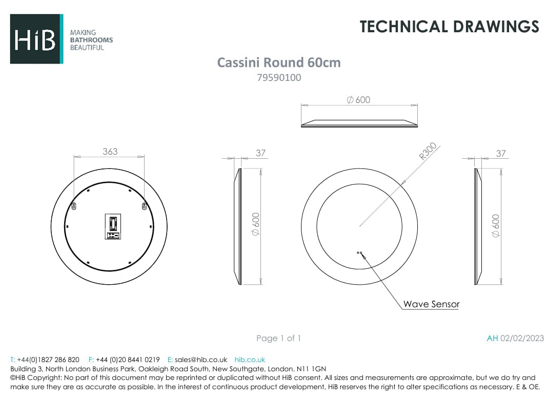 HiB Illuminated Mirror 600mm HiB Cassini Round LED Illuminated Mirror