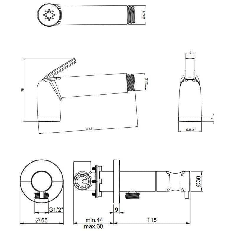 Crosswater Douche Crosswater MPRO Integrated Douche Valve, Handset & Holder