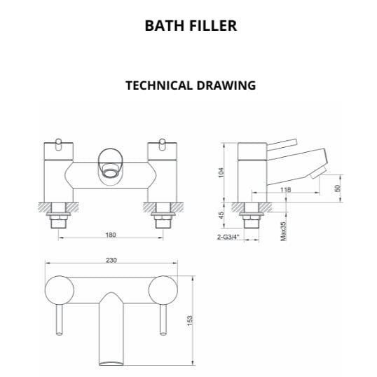 Imex Bath Mixer Imex Arco Bath Filler Tap in Chrome