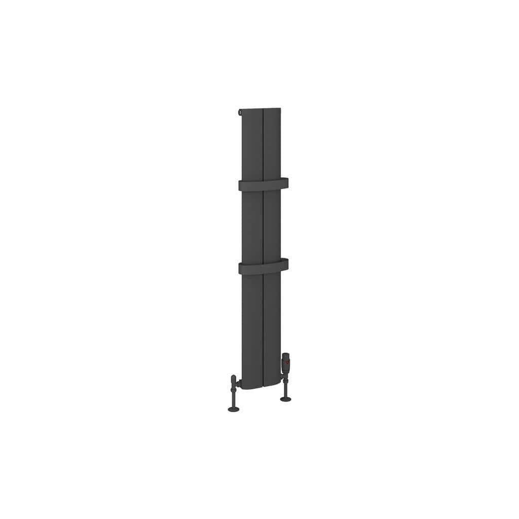 Eastbrook Panel Radiator Eastbrook Berlini Straight Vertical Aluminium Radiator in Matt Anthracite