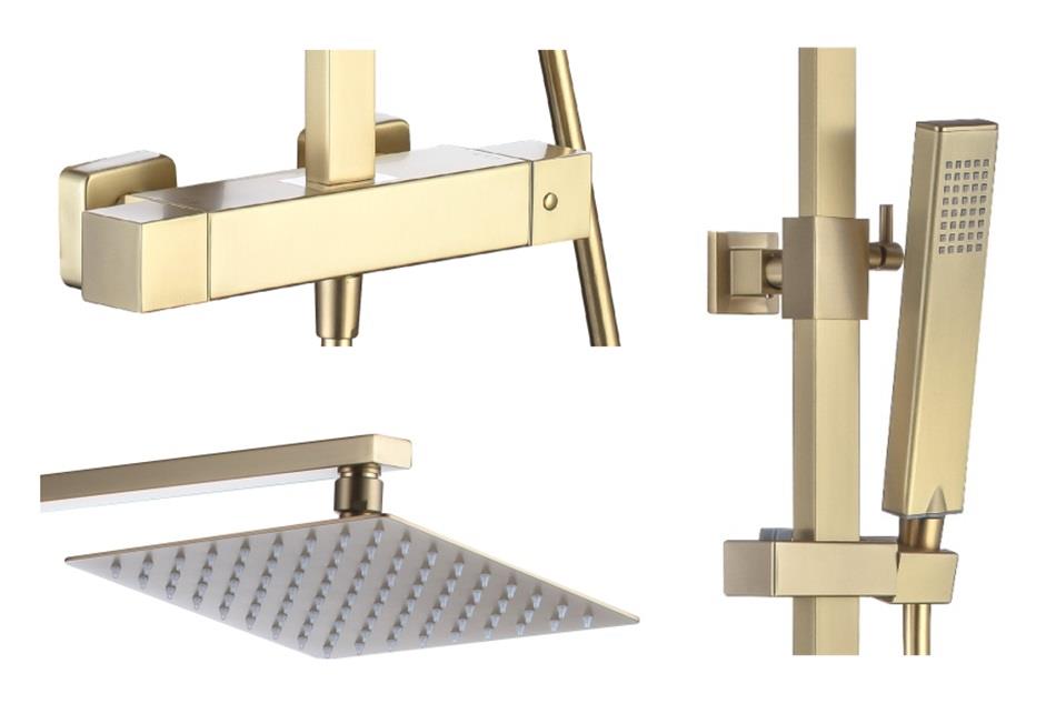 Aquarius RainLux Cool Touch Adjustable Square Exposed Shower Valve and Kit