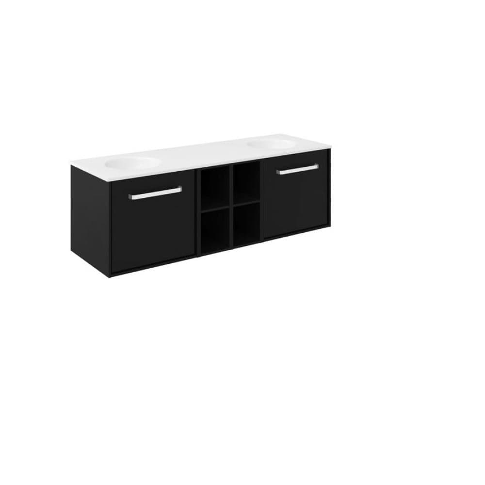 Crosswater Wall Mounted Vanity Unit Matt Black / 1400mm / Double Basin Crosswater Infinity Wall Mounted Vanity Unit with Basin