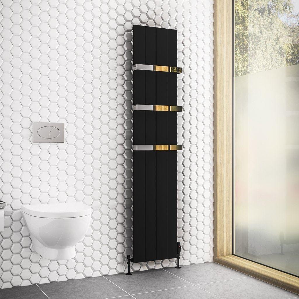Eastbrook Panel Radiator Eastbrook Rosano Straight Vertical Aluminium Radiator in Matt Black