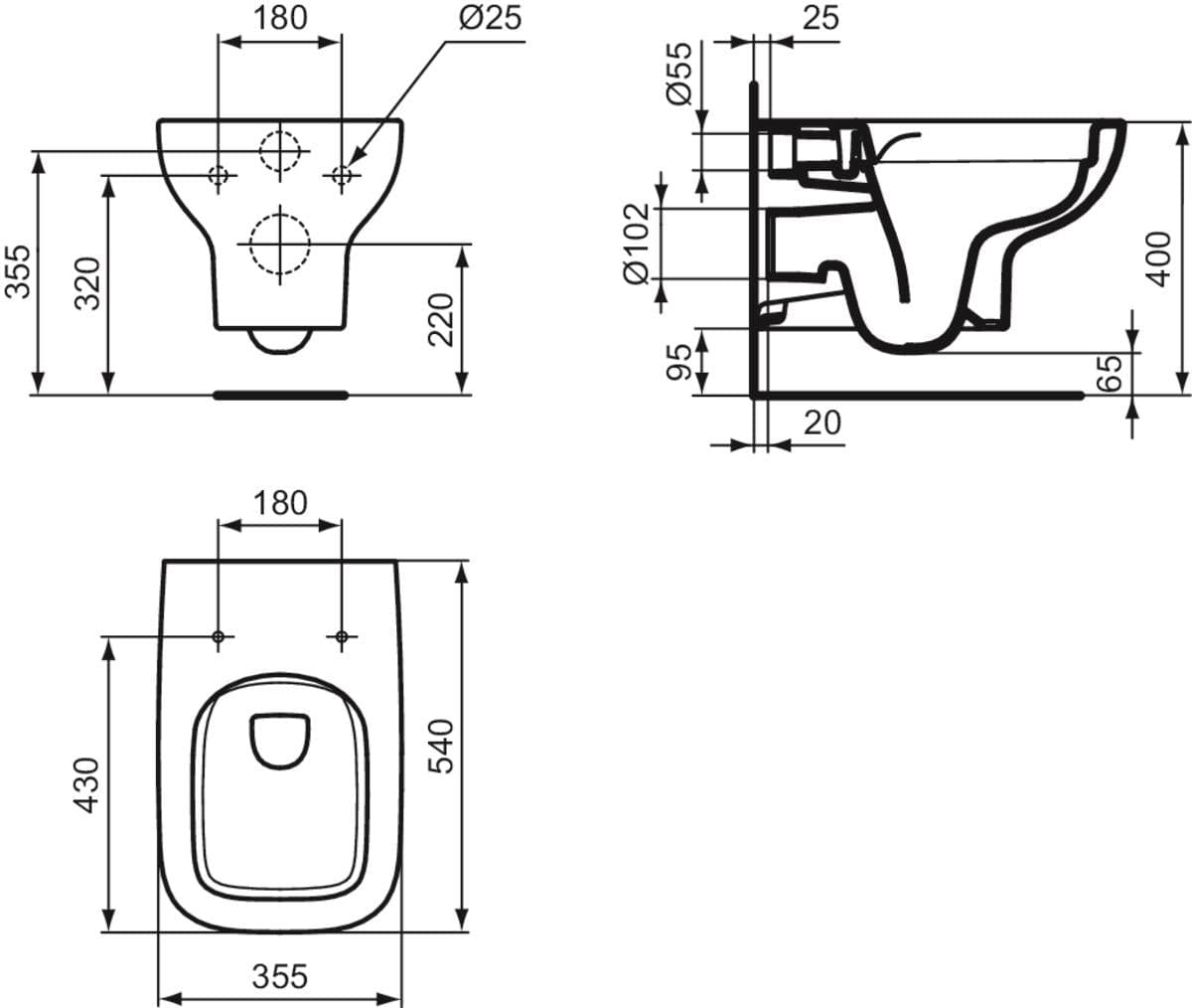 Ideal Standard Wall Hung Toilet Ideal Standard i.life A Wall Hung Toilet with Soft Close Seat