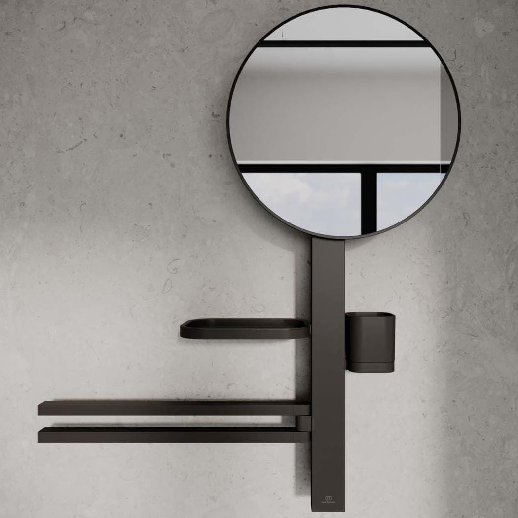 Ideal Standard Cosmetic and Shaving Mirror Silk Black Ideal Standard ALU+ Medium Beauty Bar with Mirror