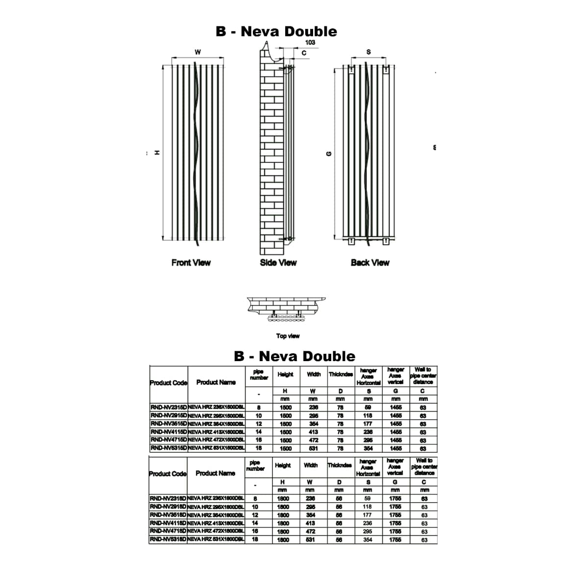 Reina Panel Radiator Reina Neva Vertical Double Panel Central Heating Radiator