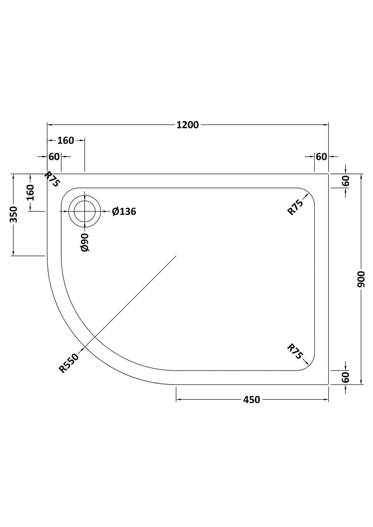 Aquarius Quadrant Shower Tray Aquarius Urbano Offset Quadrant 45mm Stone Resin Shower Tray in White